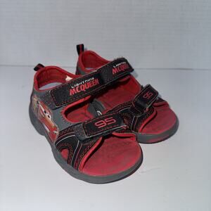 Disney Pixar Cars Lightning McQueen Light Up Sandals Toddler Size 7 Red 95